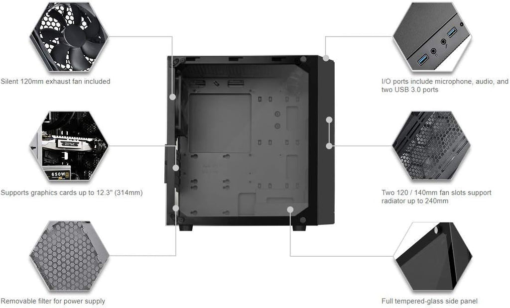 Micro-ATX Glass Computer Case T959