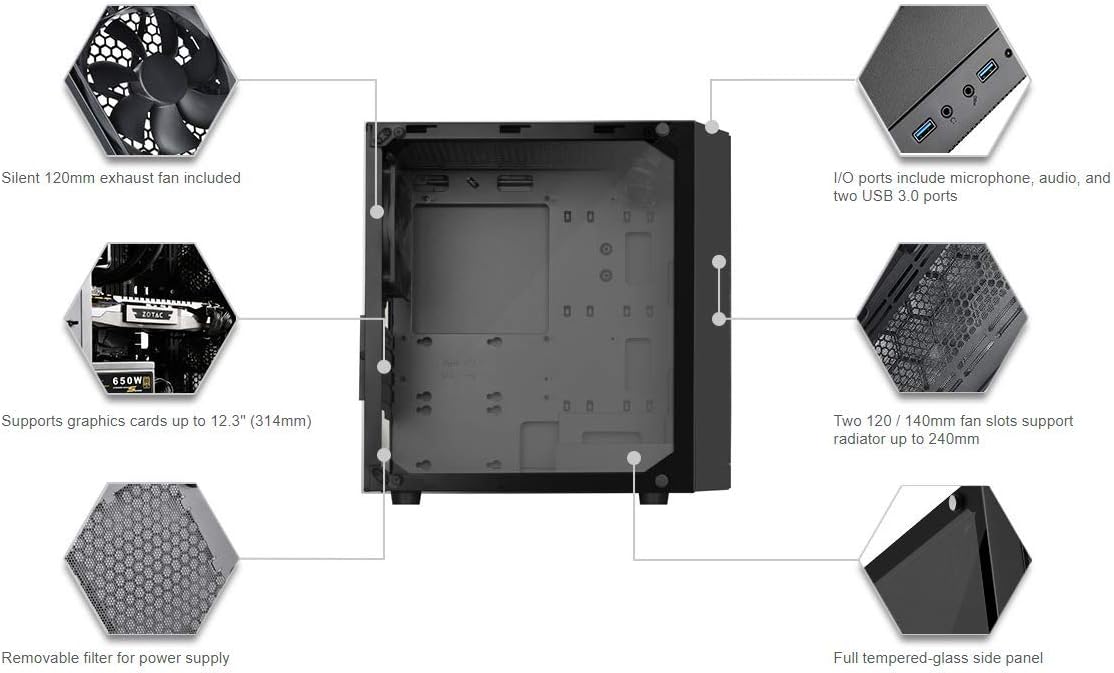 Micro-ATX Glass Computer Case T959
