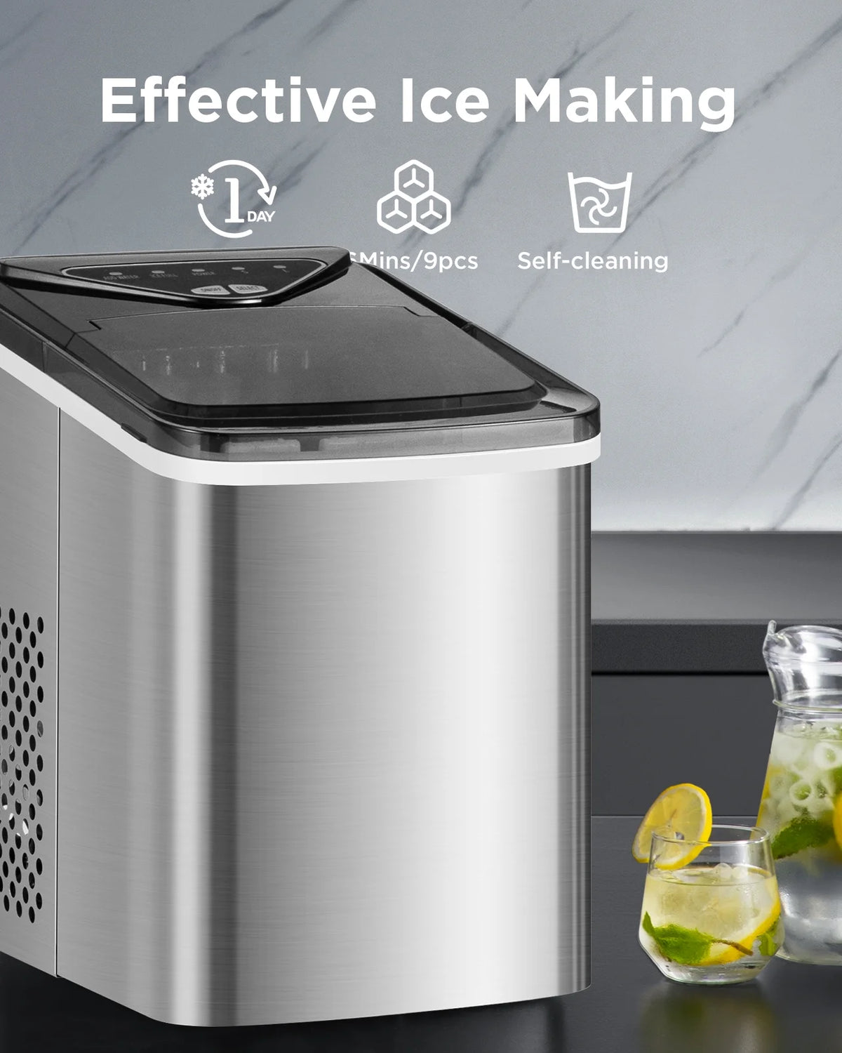 Portable Countertop Ice Maker 26lbs/24h with Scoop & Basket L227