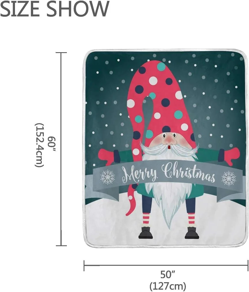 Merry Christmas Gnome Throw Blanket 50 x 60 Inches Microfiber M8897