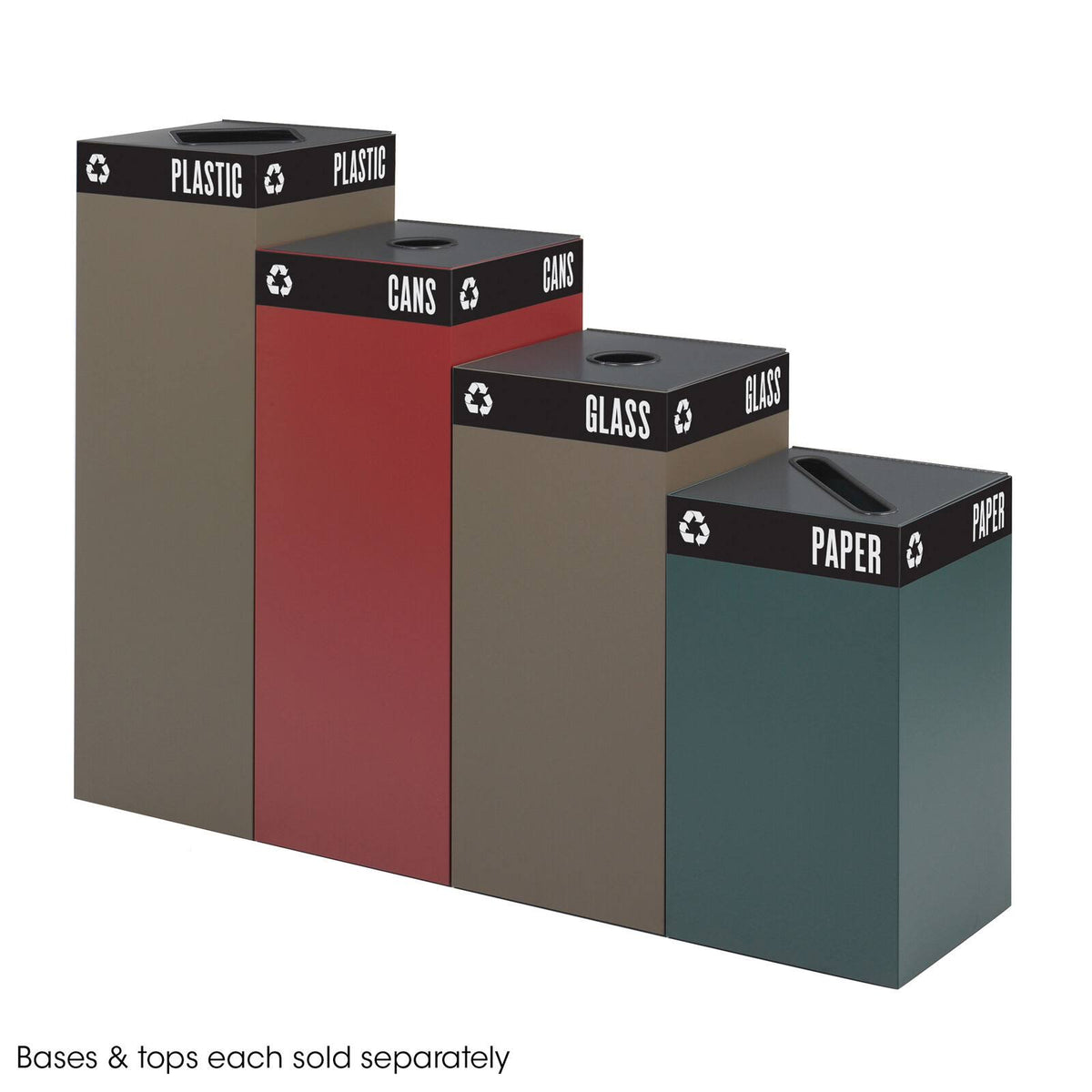 Black Square Powder-Coated Steel Trash Can Lid I685809