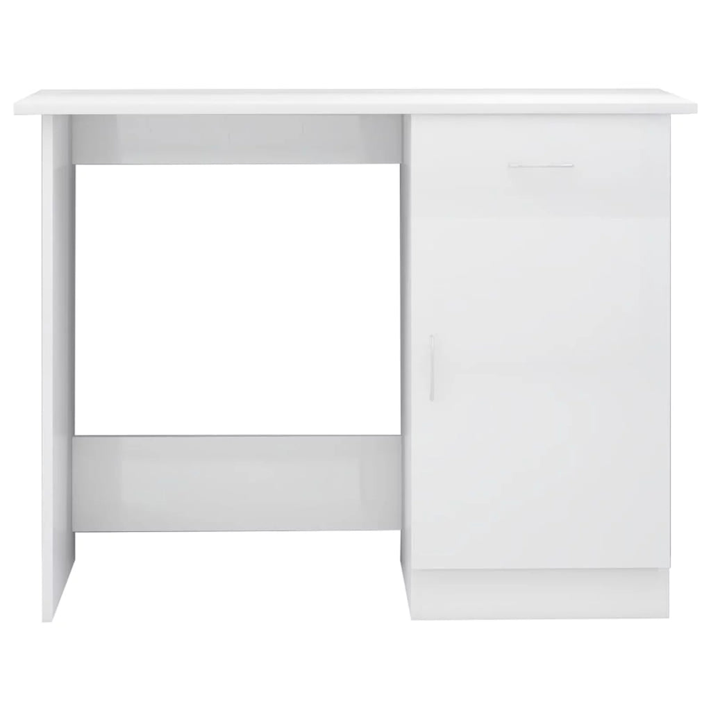 High Gloss White Engineered Wood Desk K9365