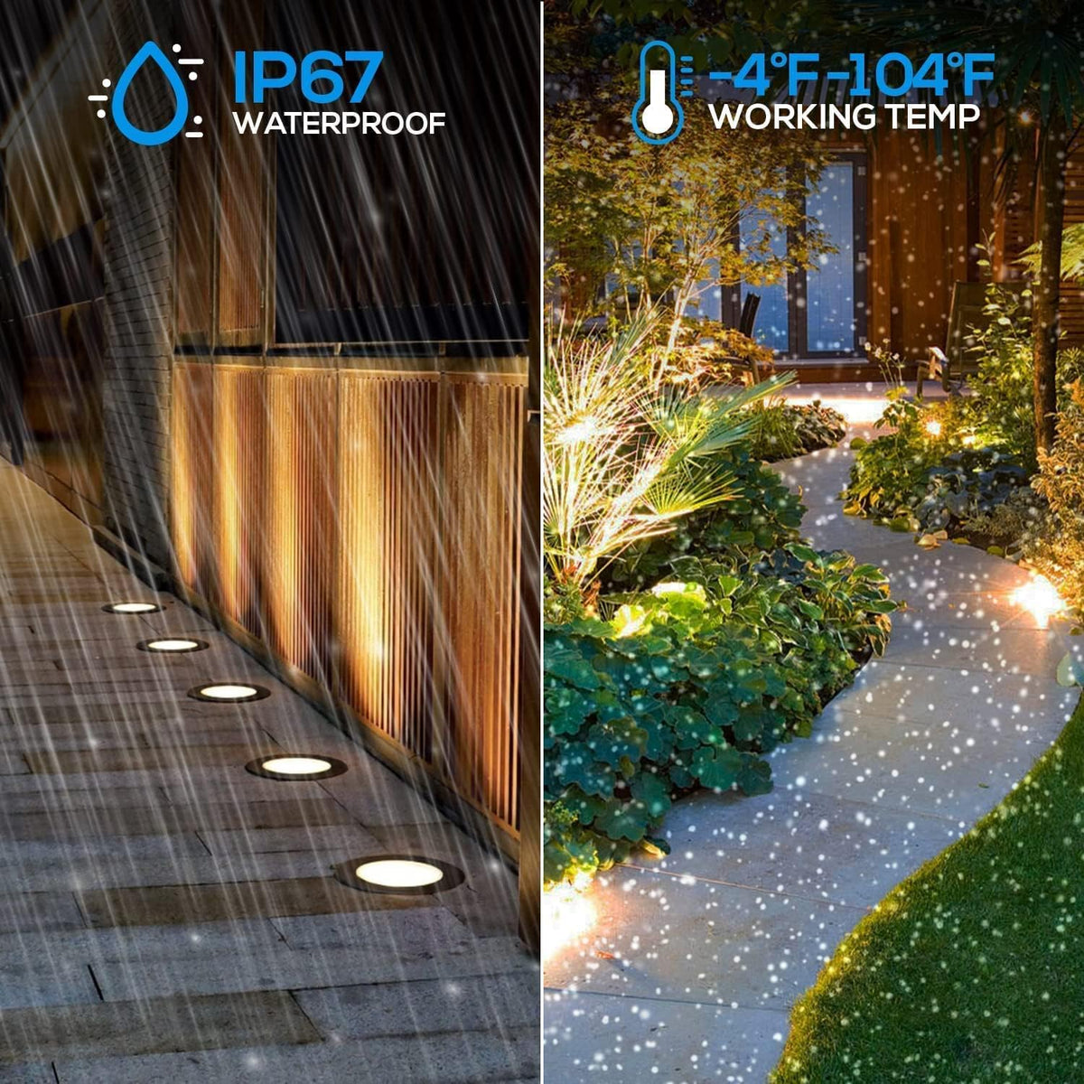 12-Pack 7W LED Well Light, Low Voltage Landscape Lights, IP67 Waterproof, 3000K Warm White, Black T151099
