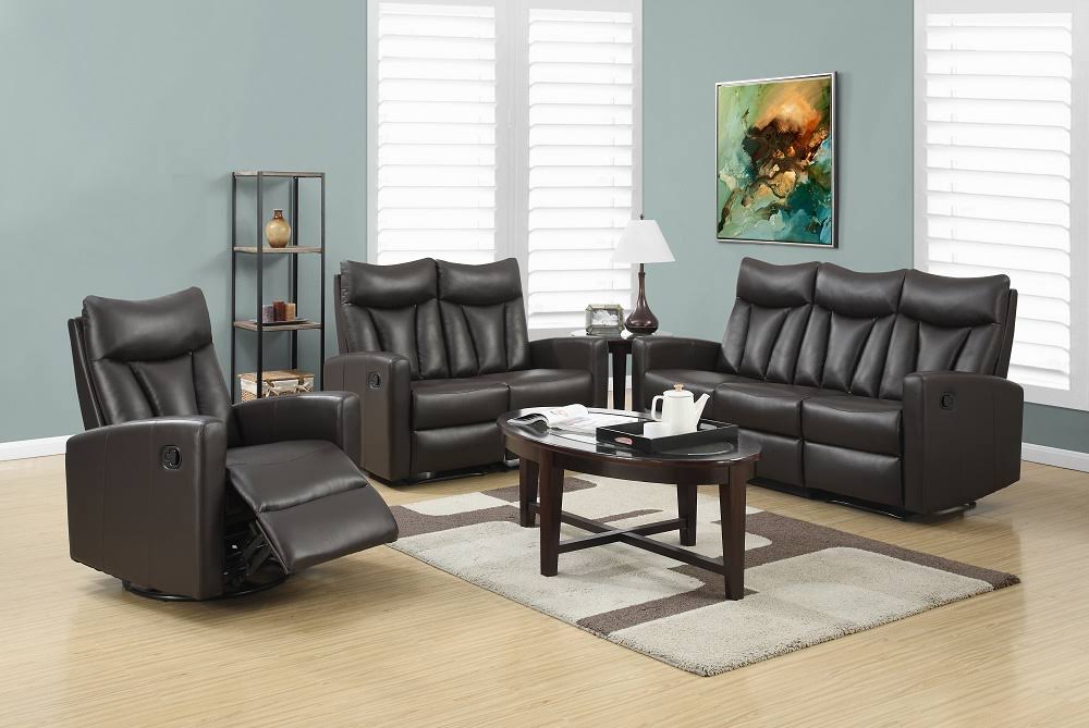 Black Bonded Leather Reclining Sofa G989
