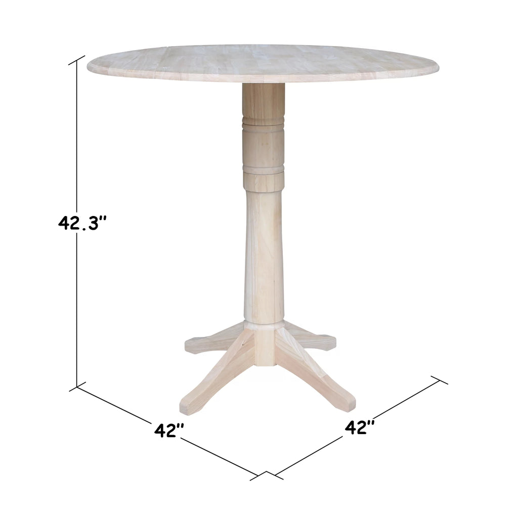 42" Round Solid Wood Bar Height Table with Two Stools X793403