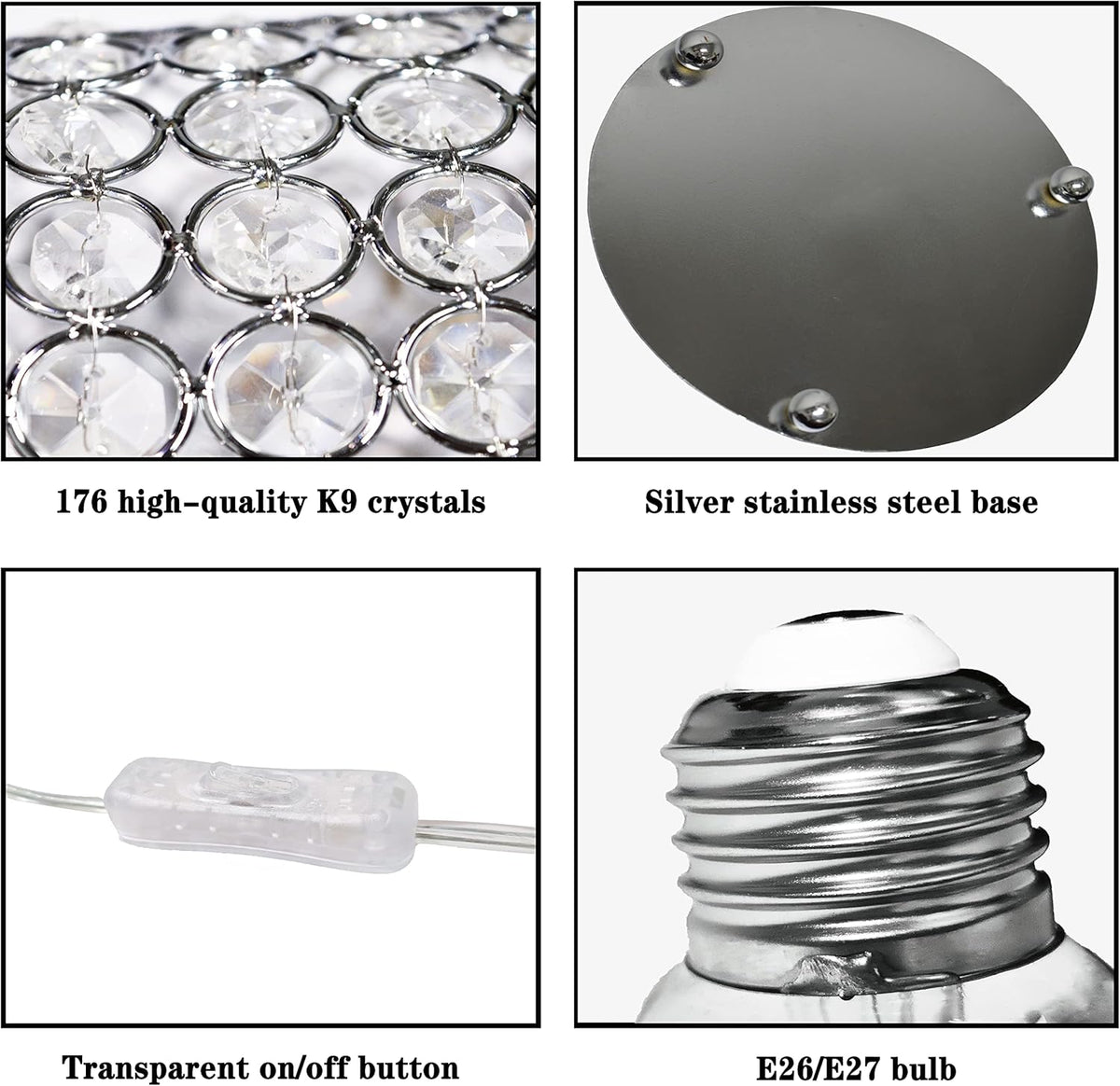 Silver K9 Crystal Table Lamp S4806