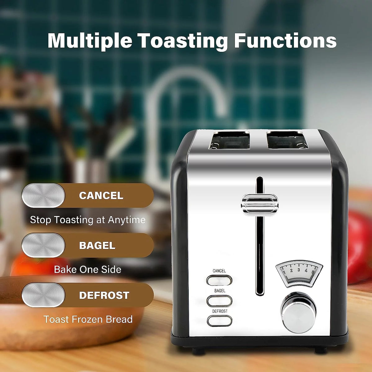 2-Slice Toaster with 1.5 inch Wide Slot, Black Q81545