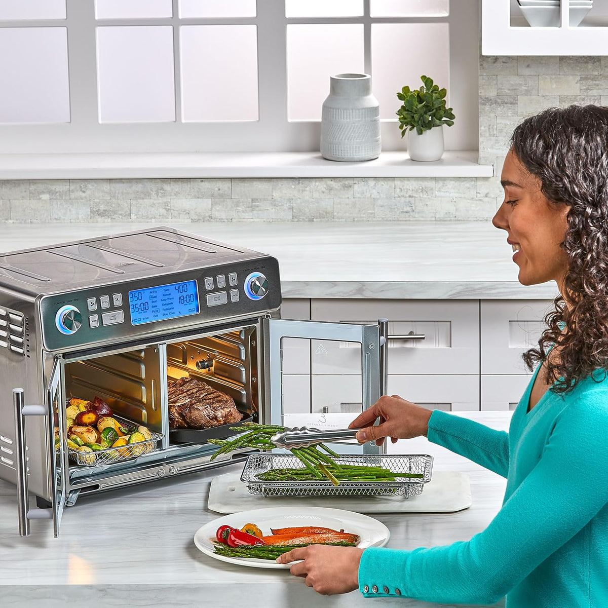 25 QT Dual Zone Air Fryer Oven Combo with French Door N1059