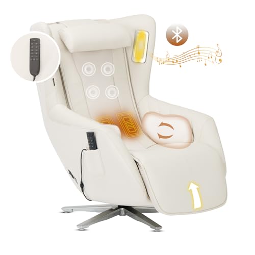 Zero-Gravity Massage Chair 360° Swivel Heat White H2453