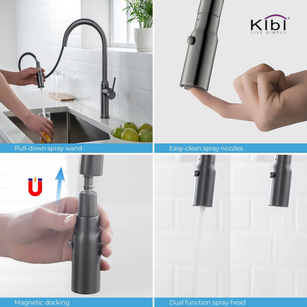 Black Single Level Kitchen Faucet with Sprayer C72130