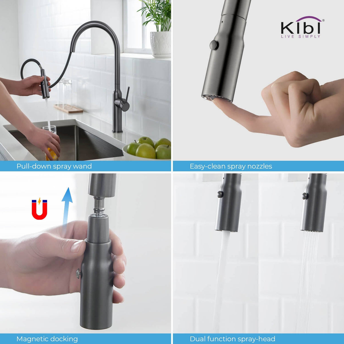 Black Single Level Kitchen Faucet with Sprayer C72130