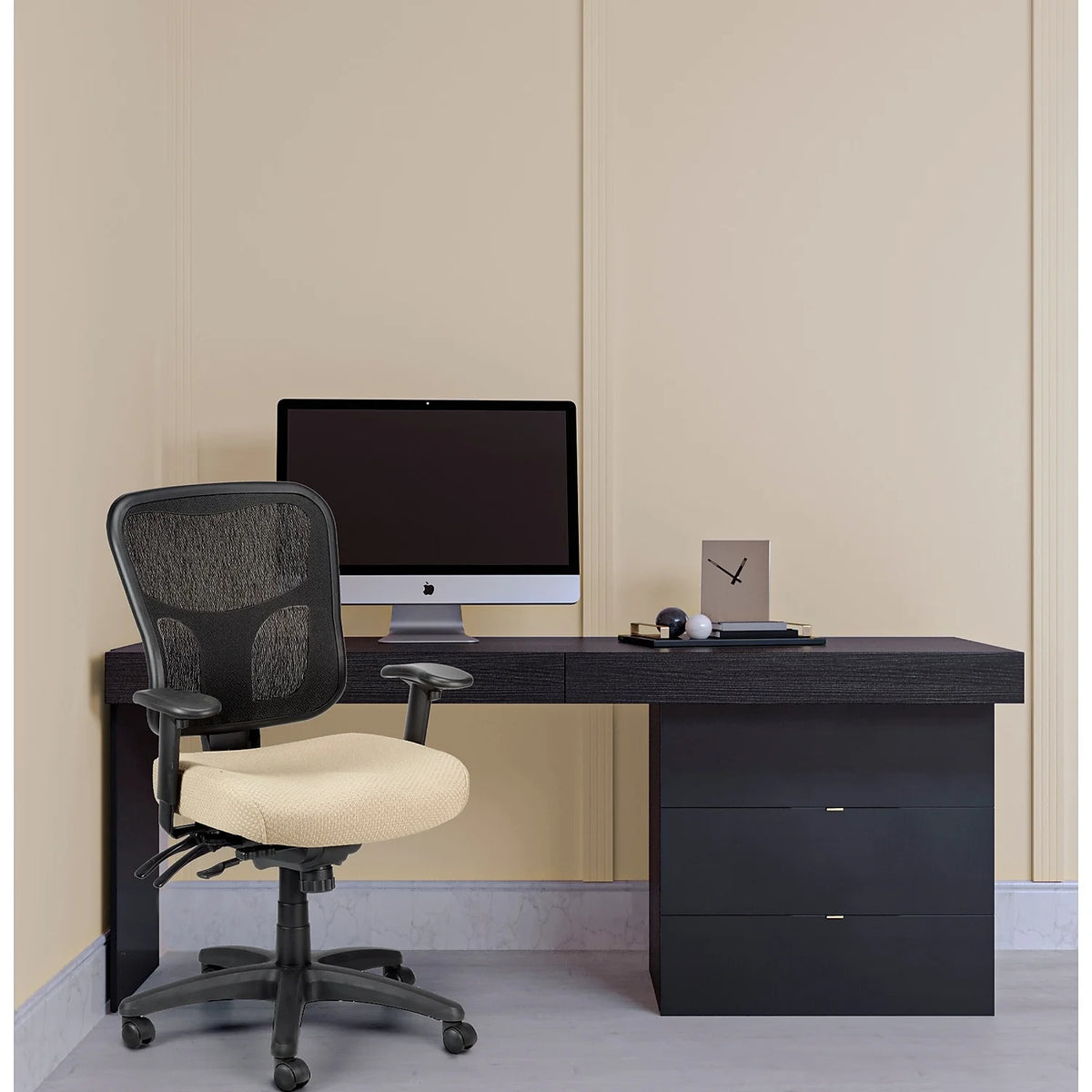 Ergonomic Mesh Mid-Back Task Chair Beige U3954