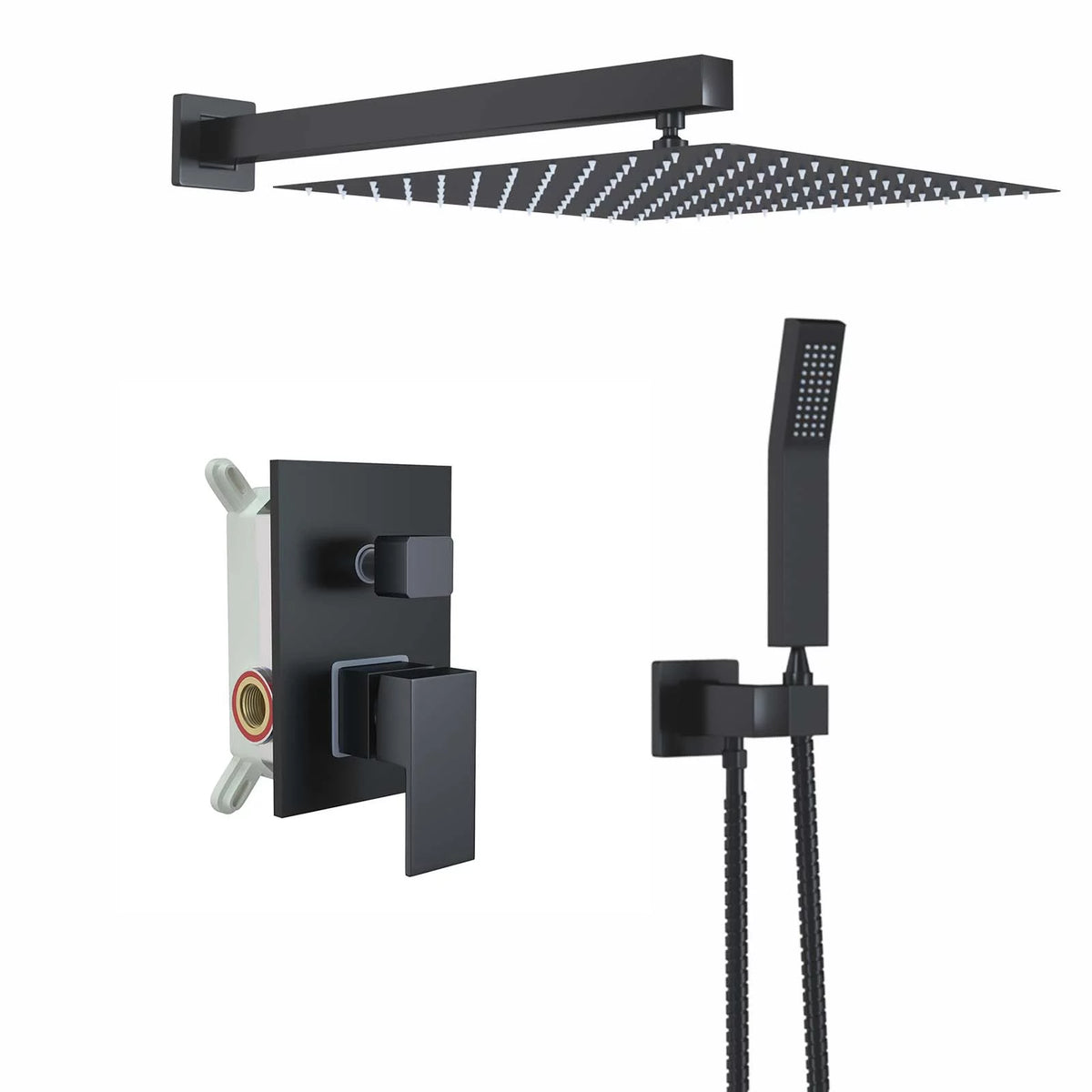 Matte Black 8 Inches Shower Faucet Set with Handheld Spray B894737