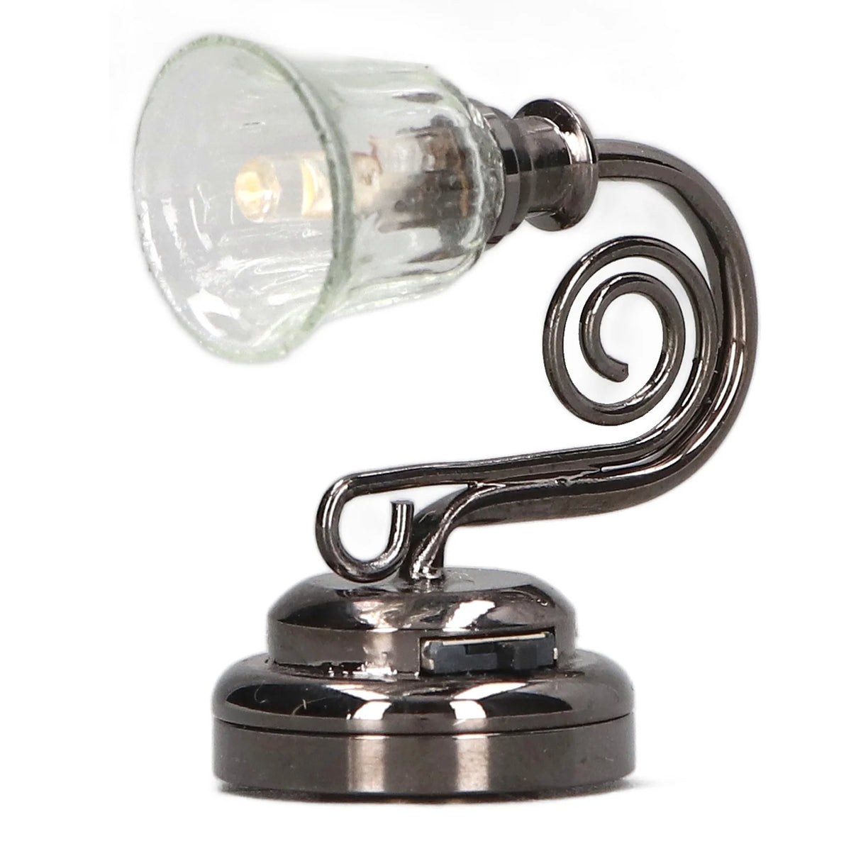 1:12 Dollhouse Wall Lamp LED Warm Lighting Metal Miniature Wall Sconce with Battery S60384