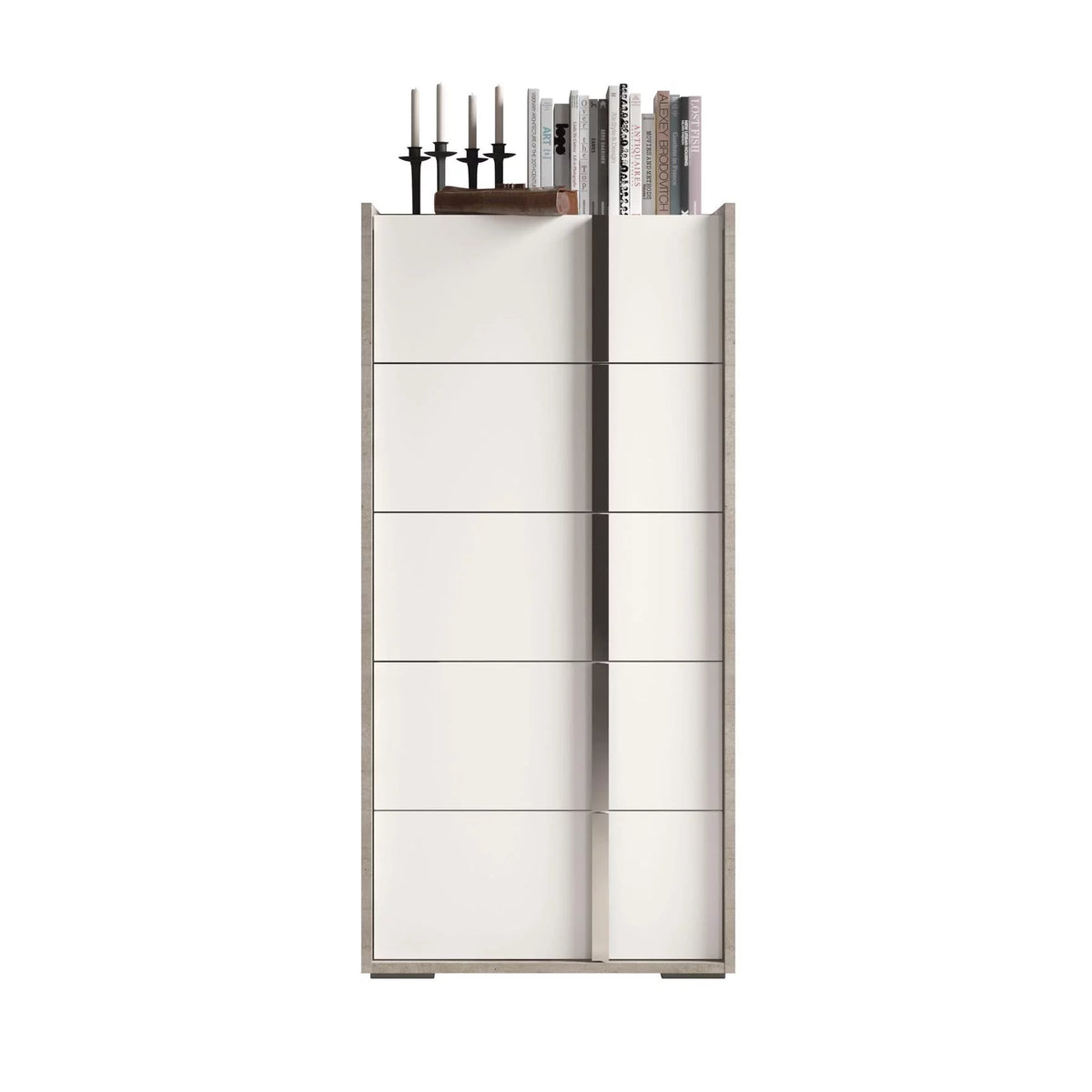 High Gloss White & Grey 5 Drawer Chest I48628