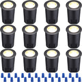 12-Pack 7W LED Well Light, Low Voltage Landscape Lights, IP67 Waterproof, 3000K Warm White, Black T151099