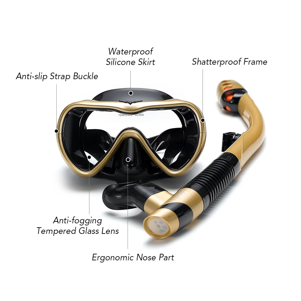 Leakproof Snorkel Set with Anti fog Goggles and Snorkel Tube C74990