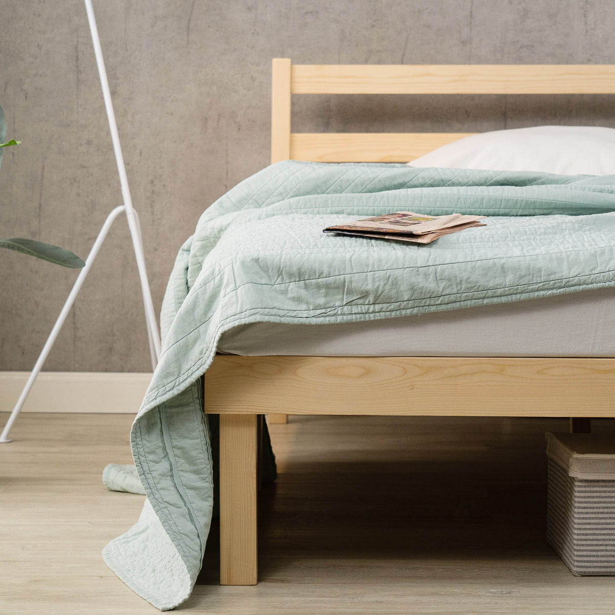 King Wood Platform Bed Frame with Headboard X706172