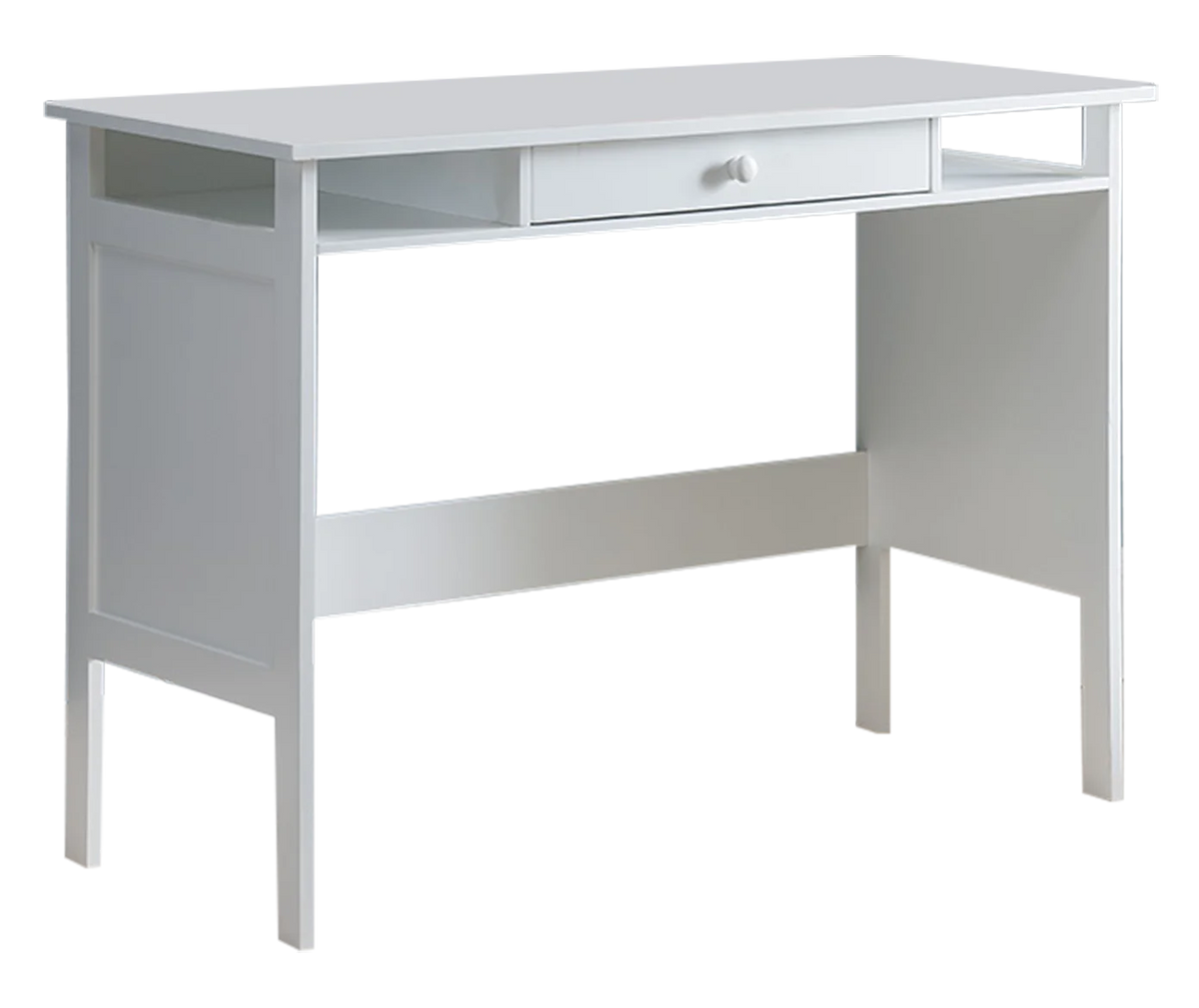 White Wood Desk with Drawer & Shelves O5553