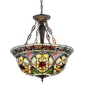 Tiffany-Style 3 Light Inverted Ceiling Pendant 22" Shade F37219