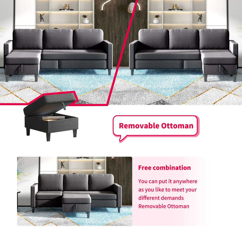 Dark Grey Sectional Sofa Set P546