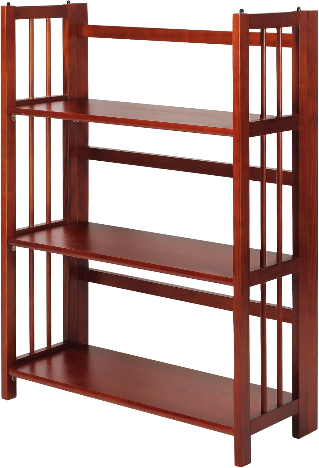 Mahogany 3-Shelf Folding Stackable Bookcase B30542