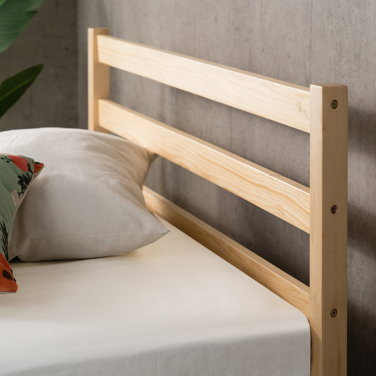 King Wood Platform Bed Frame with Headboard X706172