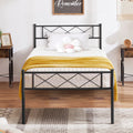 Black Twin Size Metal Bed Frame with Headboard S75068