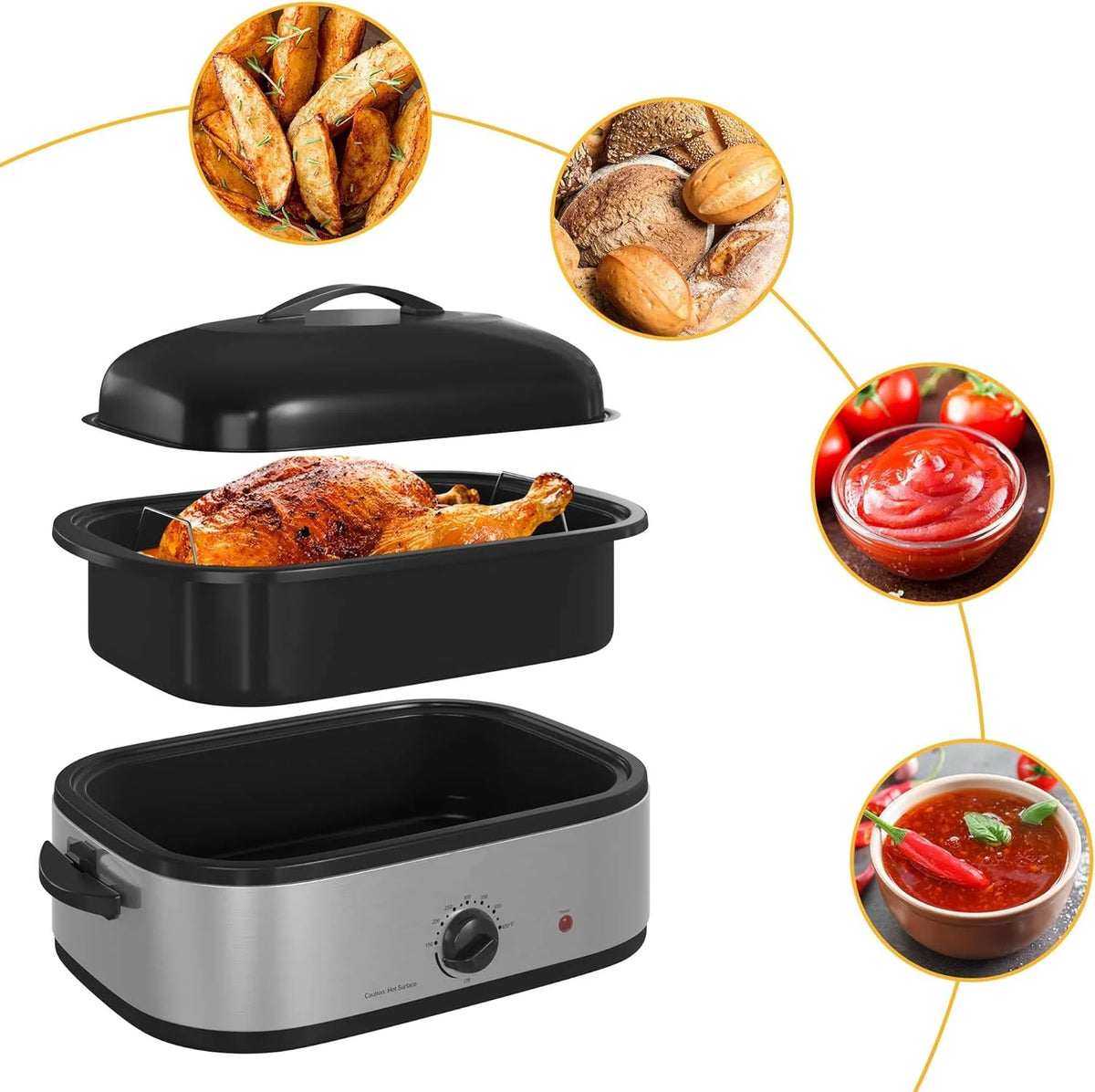 14 Quart Electric Roaster Oven with Self-Basting Lid, Stainless Steel U9249