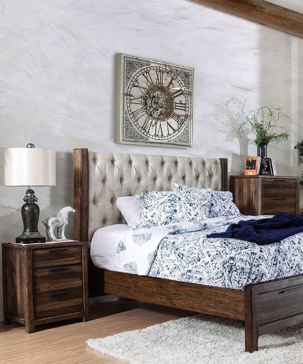 1pc Solid Wood Nightstand with Felt Lined Drawers W5869
