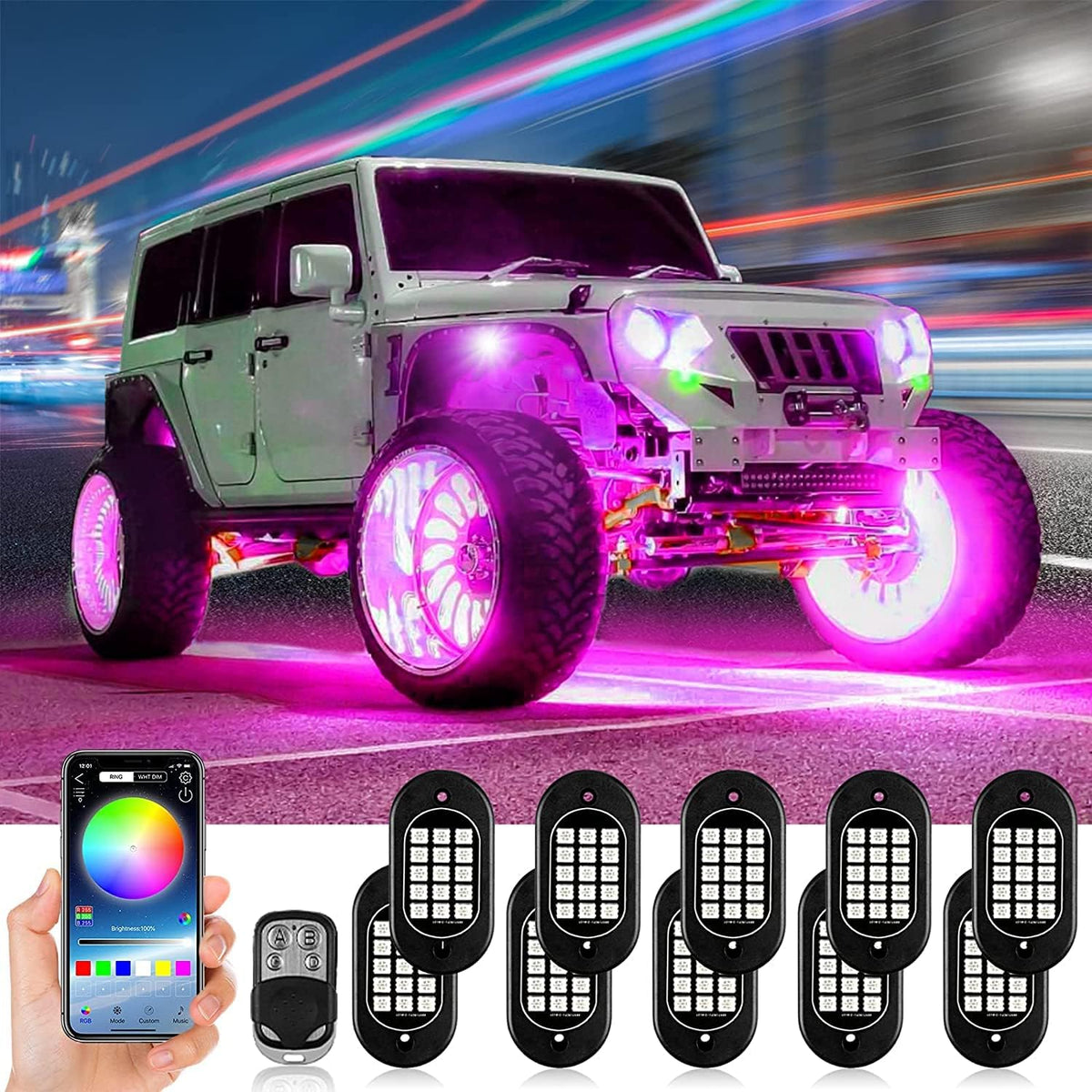 RGB LED Rock Lights 10 Pods B103225