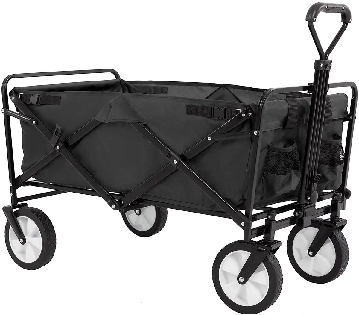 Collapsible Folding Wagon Cart with All-Terrain Wheels Black V725