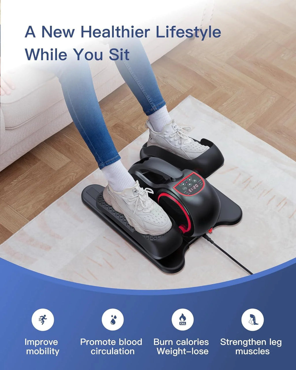 Under Desk Ellipticals Electric with Remote Control & Non-Slip Pedals O424528