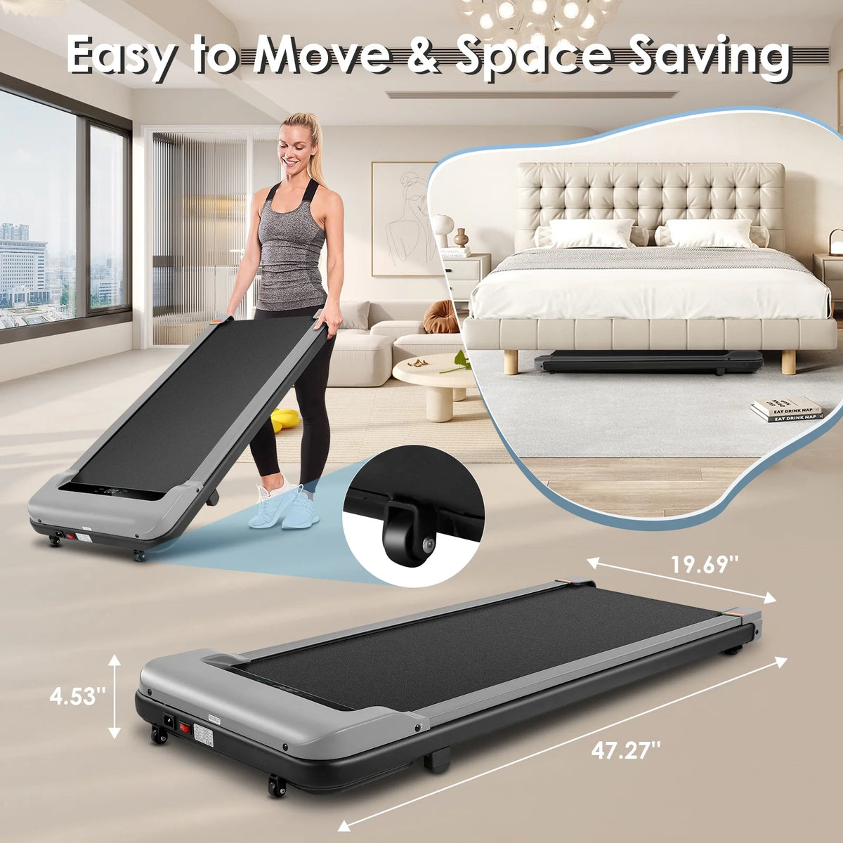 2.5HP Under Desk Treadmill with LED Display Wireless Remote Control R4394