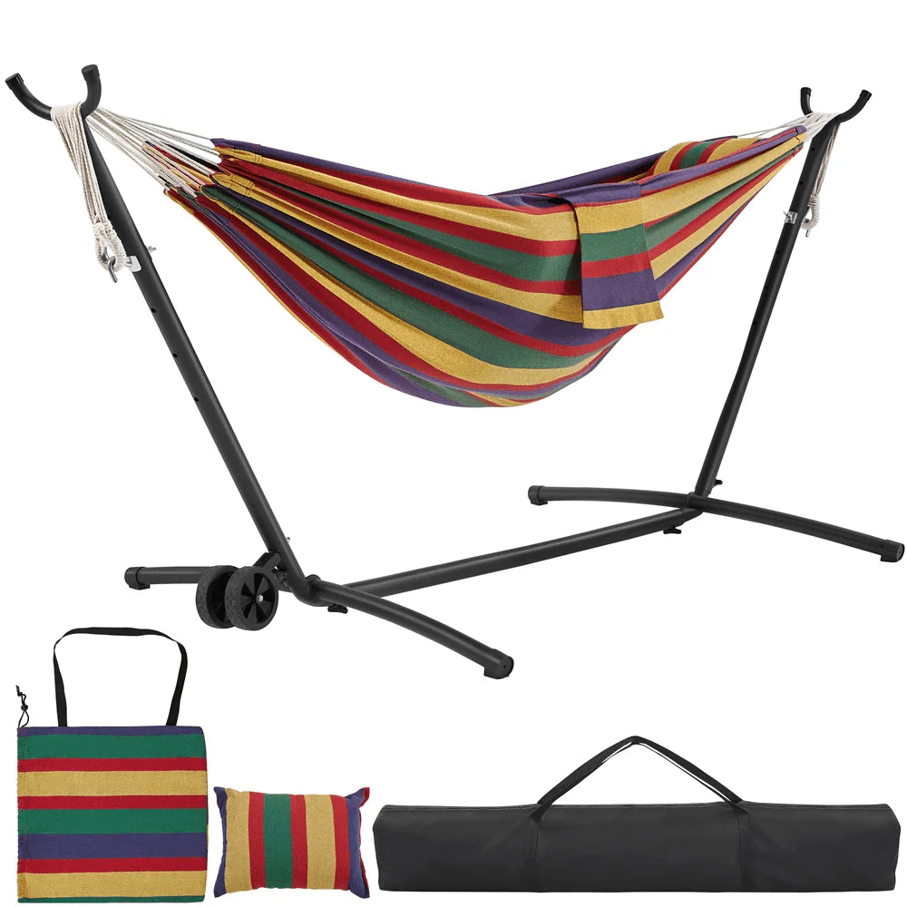2-people Outdoor Hammock with Wheeled Stand E1839