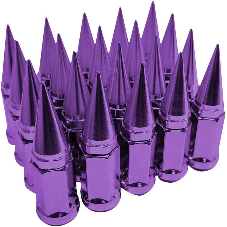20 pc Purple Spike Lug Nut M12x1.25 Conical Seat Hex 3/4 in E994