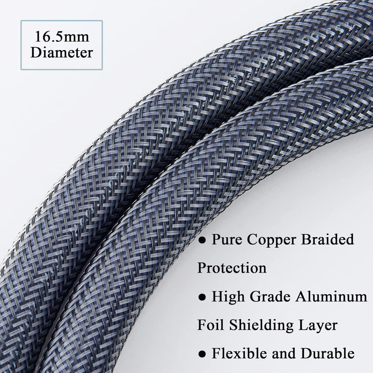 12AWG Braided Sleeves HiFi AC Power Cable 6.6FT X188199