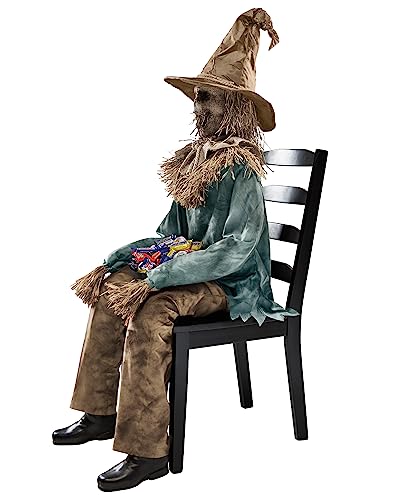 4.5 Ft Scary Sitting Scarecrow Animatronic T11372