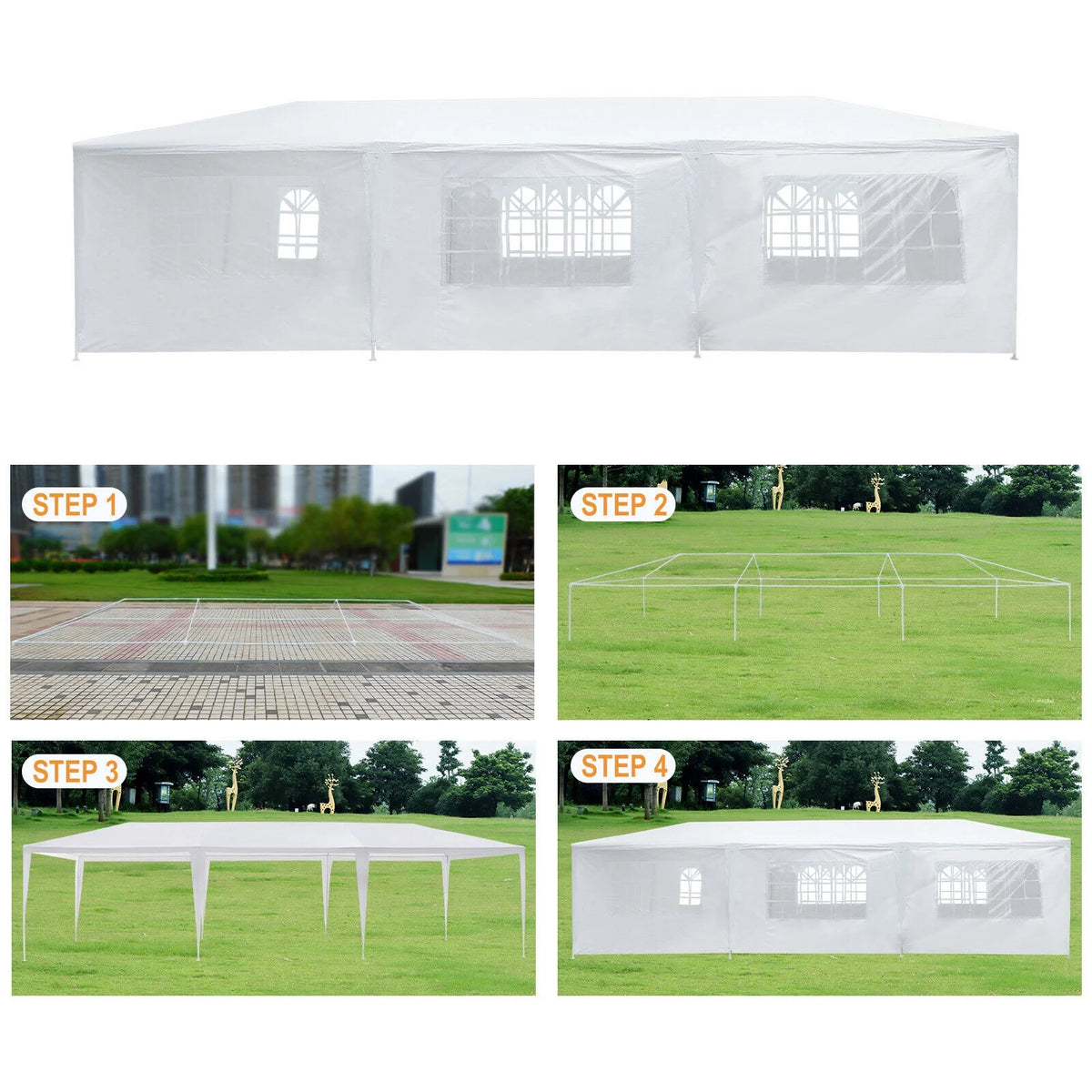 3x9m Waterproof Party Tent with 8 Removable Sidewalls G8698