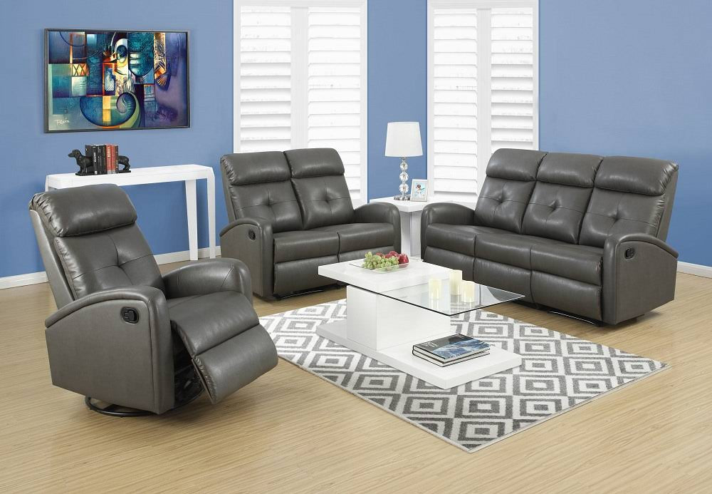 Black Bonded Leather Reclining Sofa G989