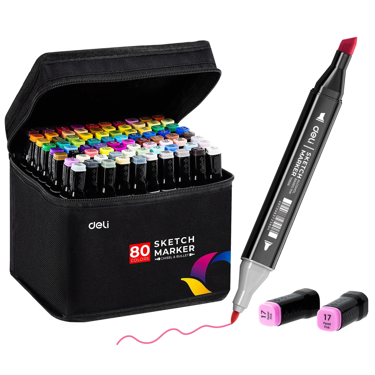 60 Colors Dual Tip Alcohol Markers with Storage Box M461
