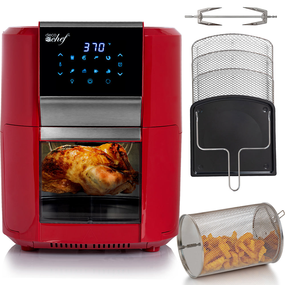 12.7QT Digital Air Fryer Oven with 3 Racks Rotisserie Red A2910