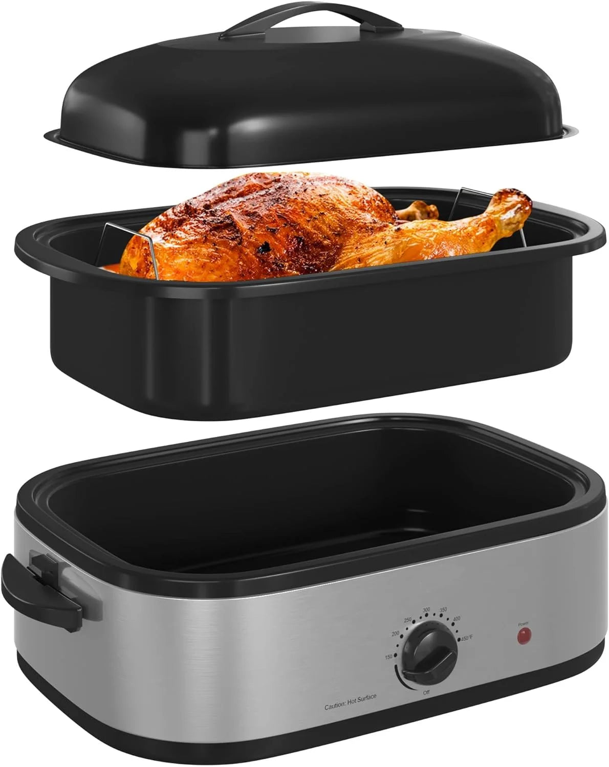 14 Quart Electric Roaster Oven with Self-Basting Lid, Stainless Steel U9249