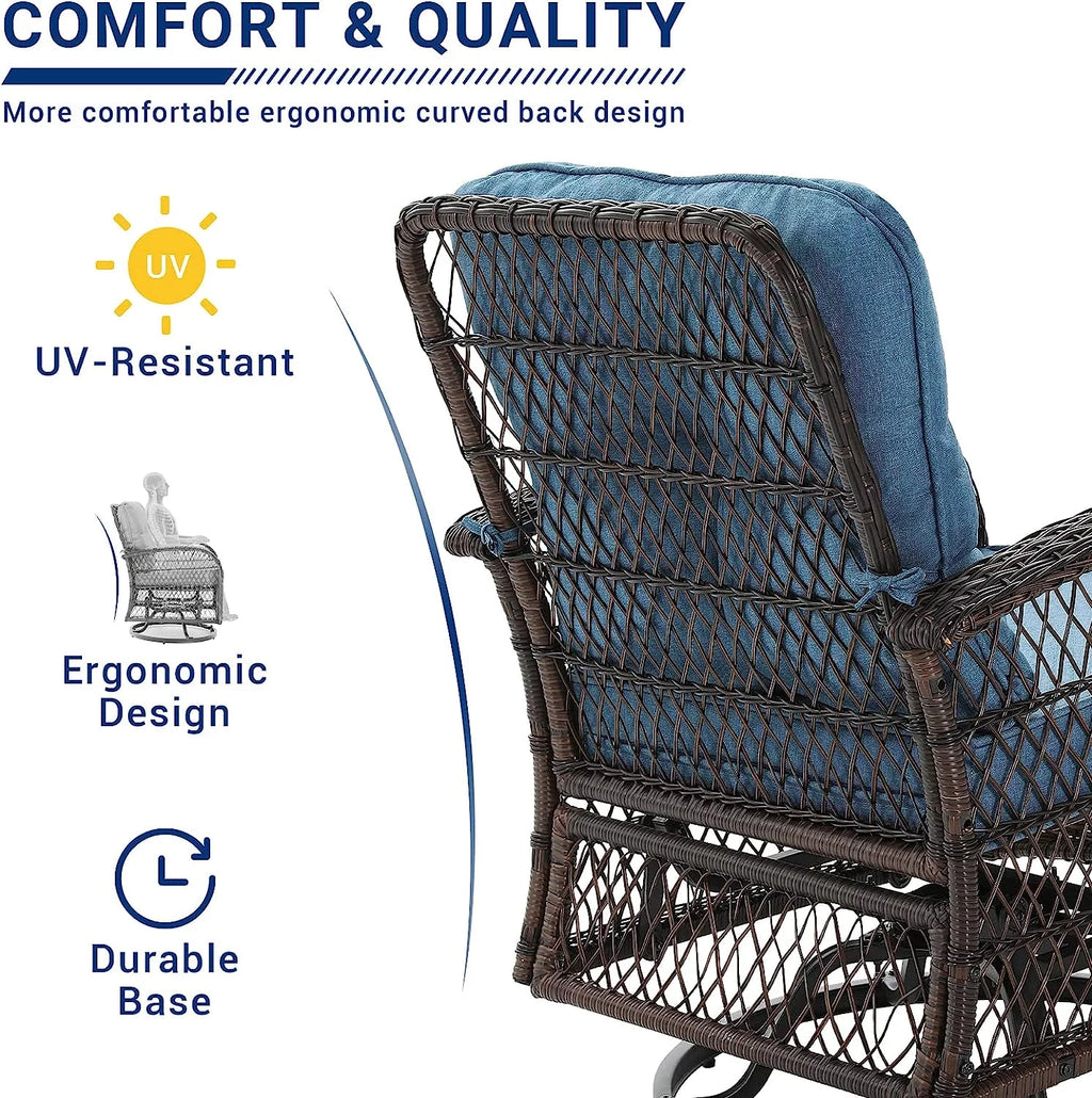 3 Pieces Patio Furniture Set with Glass Top Side Table I74411