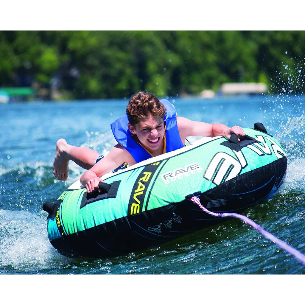 54 Inch 1 Rider Inflatable Towable Water Ski Tube with 4 Handles, Blue P51393