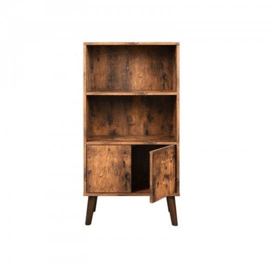 2-Tier Bookshelf with Doors Storage Cabinet X341