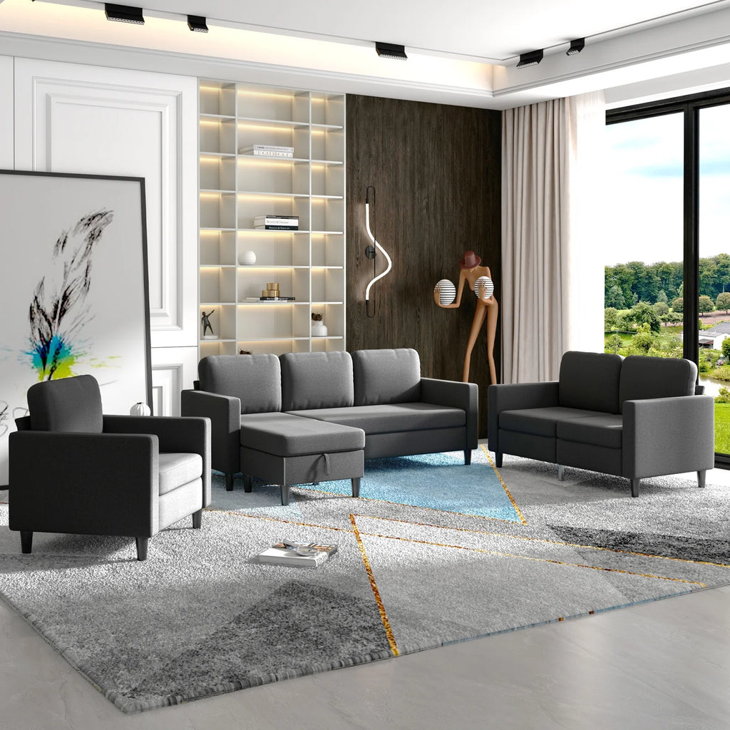 Dark Grey Sectional Sofa Set P546