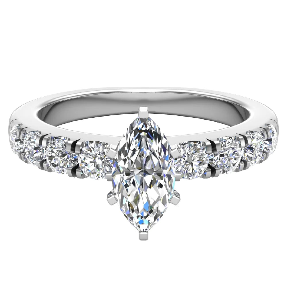 Marquise Cut 18K White Gold 1.00 CT Engagement Ring M8096