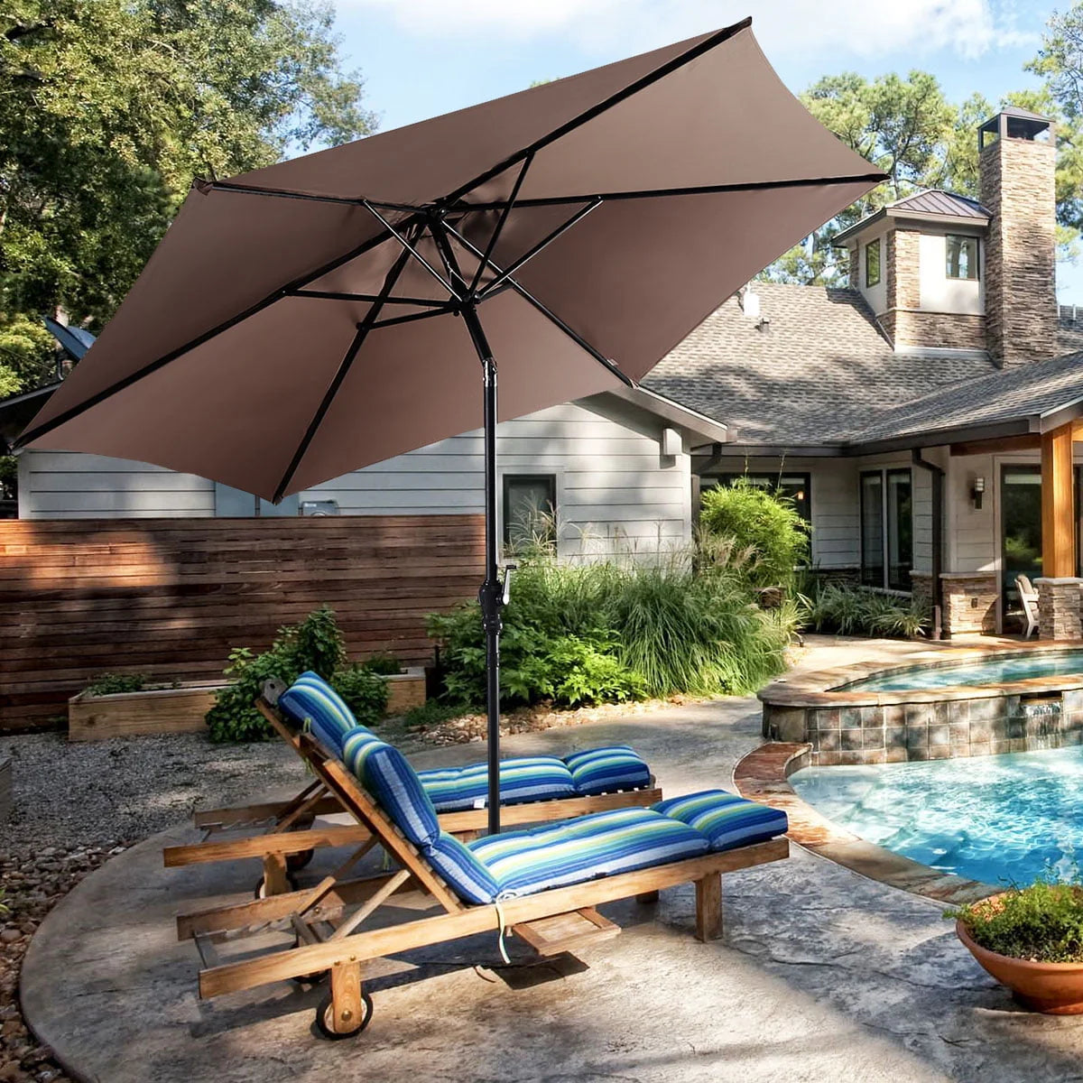 10FT Steel Tilt Patio Umbrella F422
