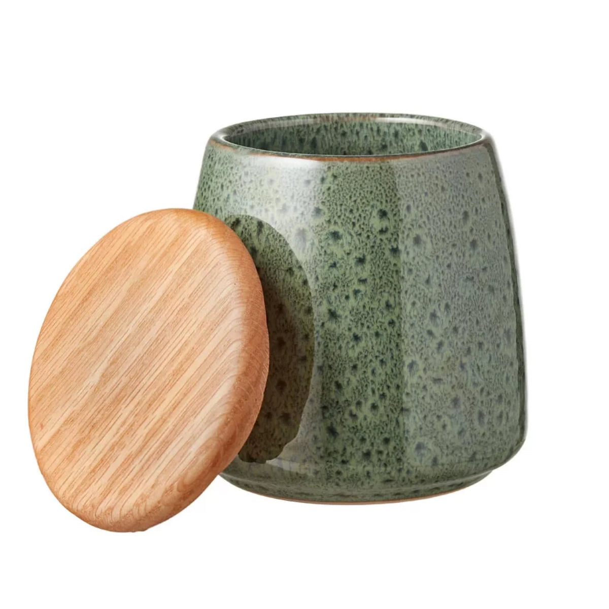 Stoneware Jar With Lid Green T62515